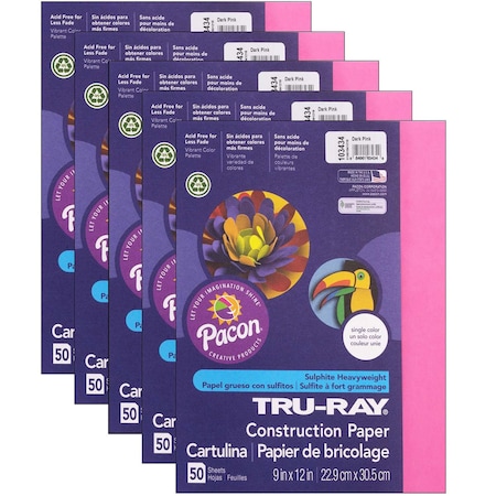 Tru-Ray Construction Paper, Dark Pink, 9in. x 12in. Sheets, 250PK P103434